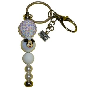 Handmade Mickey Mouse Key chain Bag Charm Wish white NEW Handcrafted